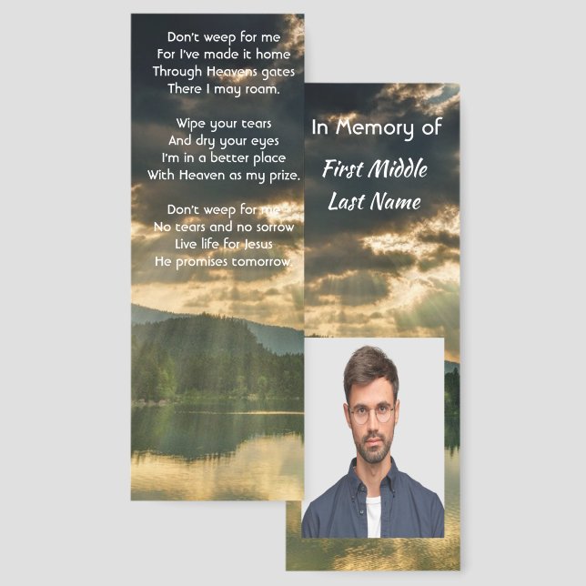 Christian Memorial Keepsake Beautiful Lake Beach Bookmarks (Front & Back)