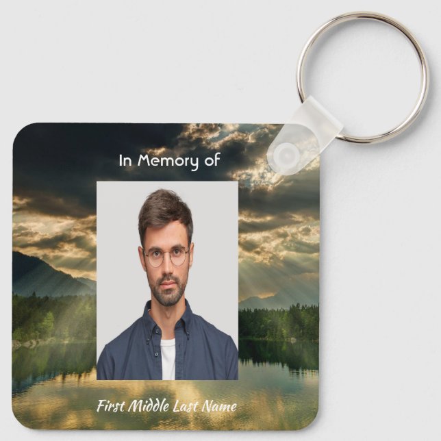 Christian Memorial Keepsake Beautiful Lake Beach Keychain (Back)