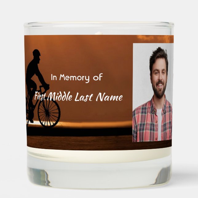 Christian Memorial Keepsake Biking Cycling Bike  Scented Candle (Front)