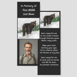 Christian Memorial Keepsake Black Bear Animal Bookmarks