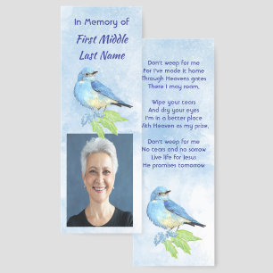 Christian Memorial Keepsake Bluebird Garden Bird  Bookmarks