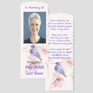 Christian Memorial Keepsake Bluebird Garden Bookmarks