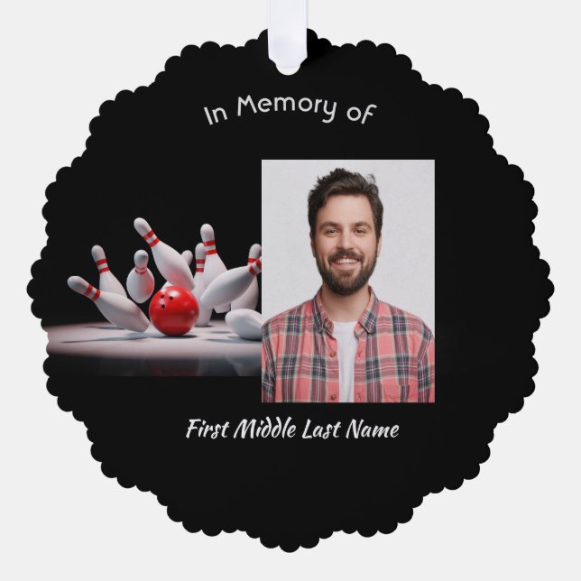 Christian Memorial Keepsake Bowling Bowler Ornament Card (Front)