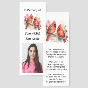 Christian Memorial Keepsake Cardinal Bird Bookmarks