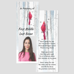 Christian Memorial Keepsake Cardinal Bird Bookmarks