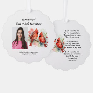 Christian Memorial Keepsake Cardinal Bird Ornament Card