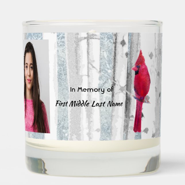 Christian Memorial Keepsake Cardinal Bird Scented Candle (Front)