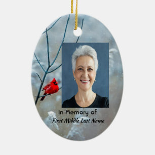 Christian Memorial  Keepsake Cardinal Red Bird  Ceramic Ornament