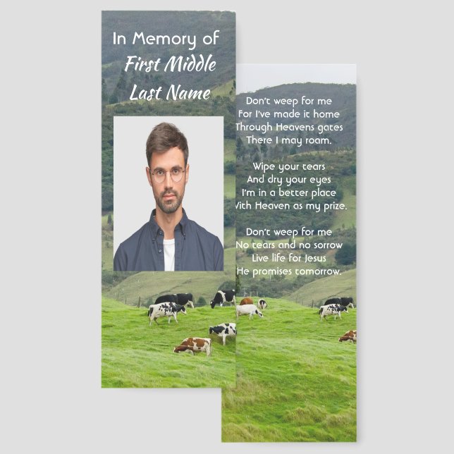 Christian Memorial Keepsake Cattle Farm Landscape Bookmarks (Front & Back)