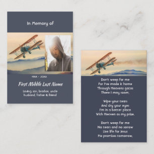 Christian Memorial Keepsake Clouds Biplane Sky Business Card