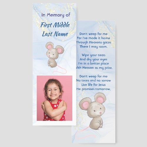 Christian Memorial Keepsake Cute Mouse Children  
