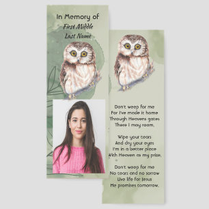 Christian Memorial Keepsake Cute Owl Bird Bookmarks