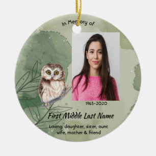 Christian Memorial Keepsake Cute Owl Bird Ceramic Ornament