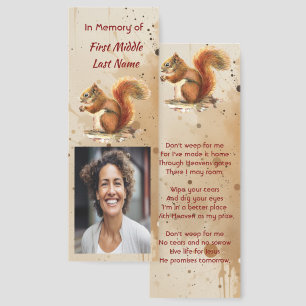 Christian Memorial Keepsake Cute Red Squirrel Bookmarks