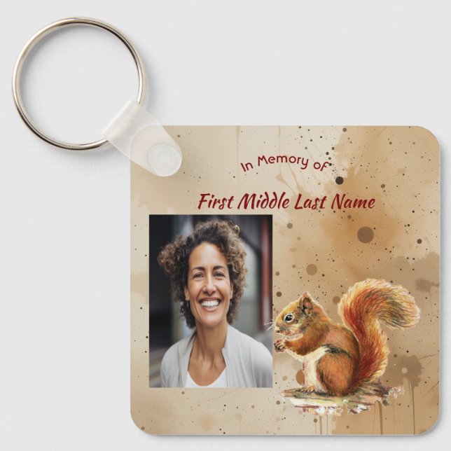 Christian Memorial Keepsake Cute Red Squirrel Keychain (Front)