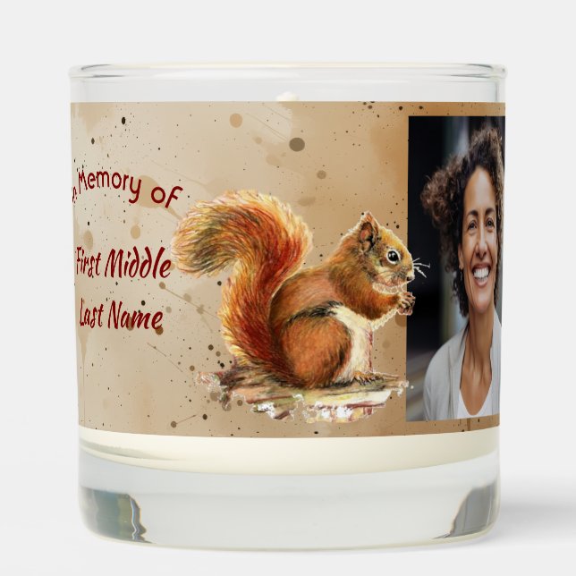 Christian Memorial Keepsake Cute Red Squirrel Scented Candle (Front)
