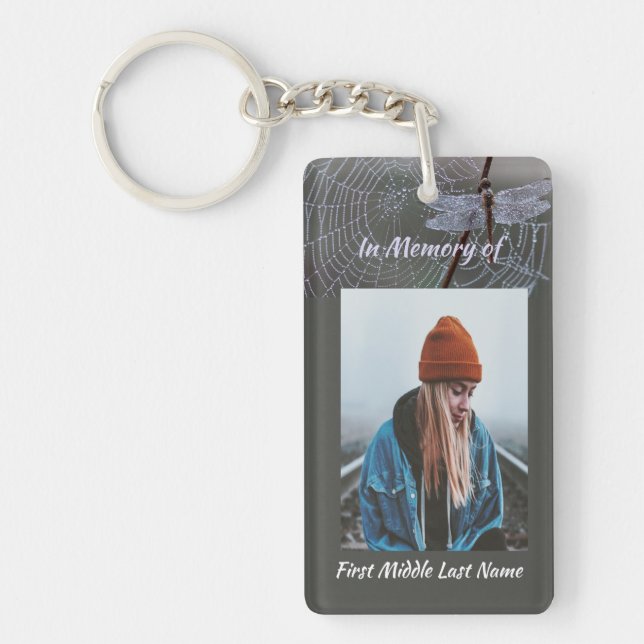 Christian Memorial Keepsake Dragonfly Dewdrops Keychain (Front)