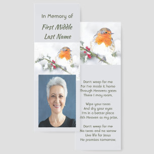Christian Memorial Keepsake English Robin Bird  Bookmarks