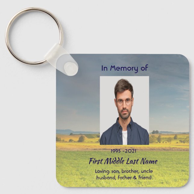 Christian Memorial Keepsake Farm Crop Prairie Keychain (Front)