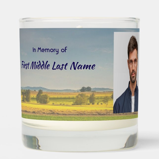 Christian Memorial Keepsake Farm Crop Prairie Scented Candle (Front)
