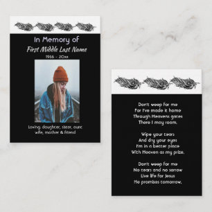 Christian Memorial Keepsake Feather Tribal Boho Business Card