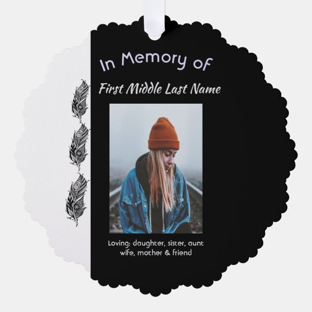 Christian Memorial Keepsake Feather Tribal Boho  Ornament Card (Front)
