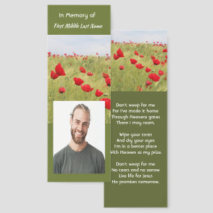Christian Memorial Keepsake Field of Red Poppy Bookmarks