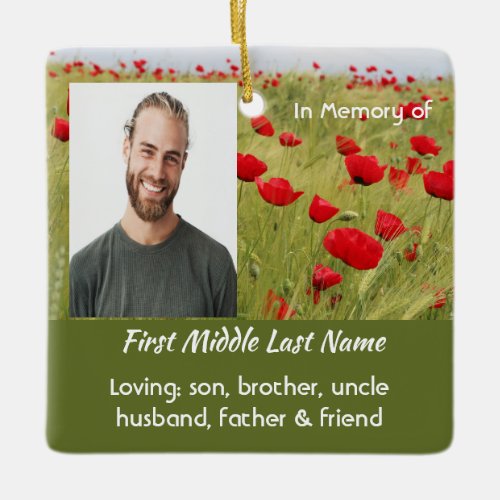 Christian Memorial Keepsake Field  Red Poppy