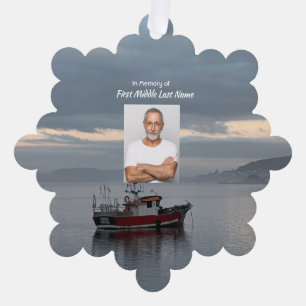 Christian Memorial Keepsake Fishing Boat Fisherman Ornament Card