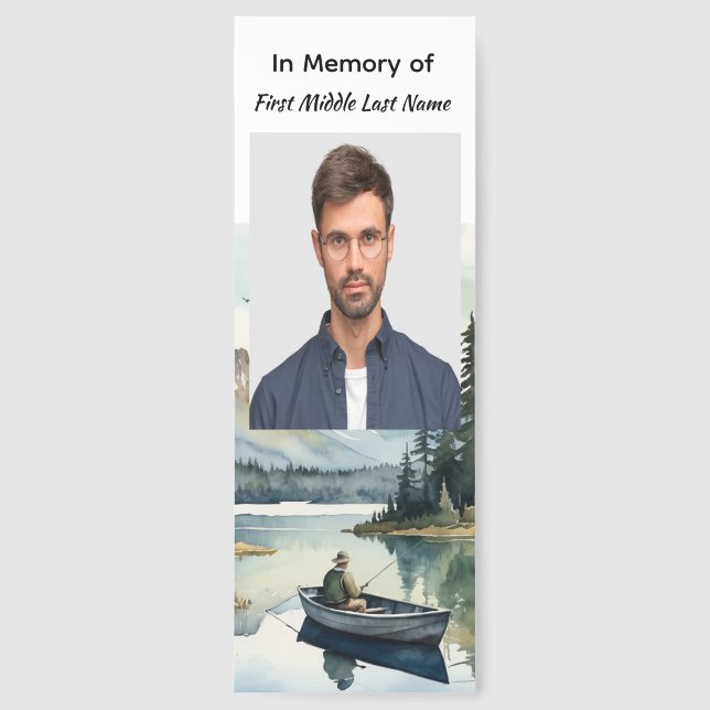Christian Memorial Keepsake Fishing Lake in Boat Bookmarks (Front)