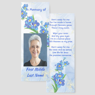 Christian Memorial Keepsake Forget me Not" Flowers Bookmarks