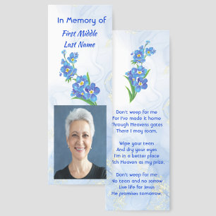 Christian Memorial Keepsake Forget me Not" Flowers Bookmarks