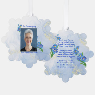 Christian Memorial Keepsake Forget me Not" Flowers Ornament Card