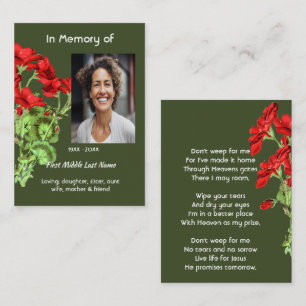 Christian Memorial Keepsake Geranium Flower Business Card