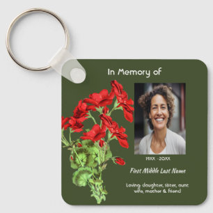 Christian Memorial Keepsake Geranium Flower Keychain
