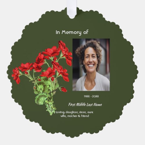 Christian Memorial Keepsake Geranium Flower