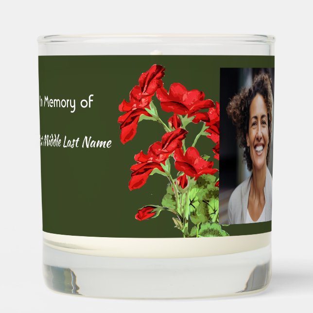 Christian Memorial Keepsake Geranium Flower Scented Candle (Front)