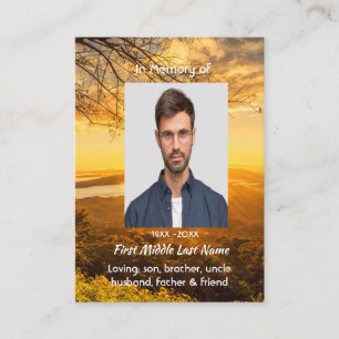 Christian Memorial Keepsake Golden Sunrise Business Card