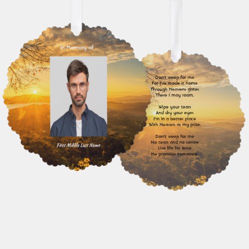 Christian Memorial Keepsake Golden Sunrise 