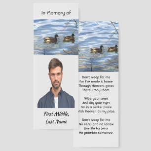 Christian Memorial Keepsake Lake Ducks Birds Bookmarks