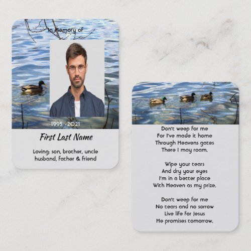 Christian Memorial Keepsake Lake Ducks Birds Business Card