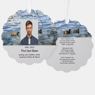 Christian Memorial Keepsake Lake Ducks Birds Ornament Card