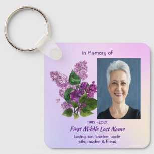 Christian Memorial Keepsake Lilac Garden Flower  Keychain