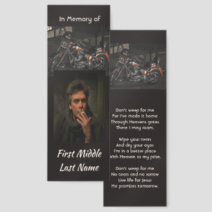 Christian Memorial Keepsake Motorcycle Biker Bookmarks
