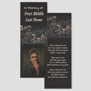 Christian Memorial Keepsake Motorcycle Biker Bookmarks