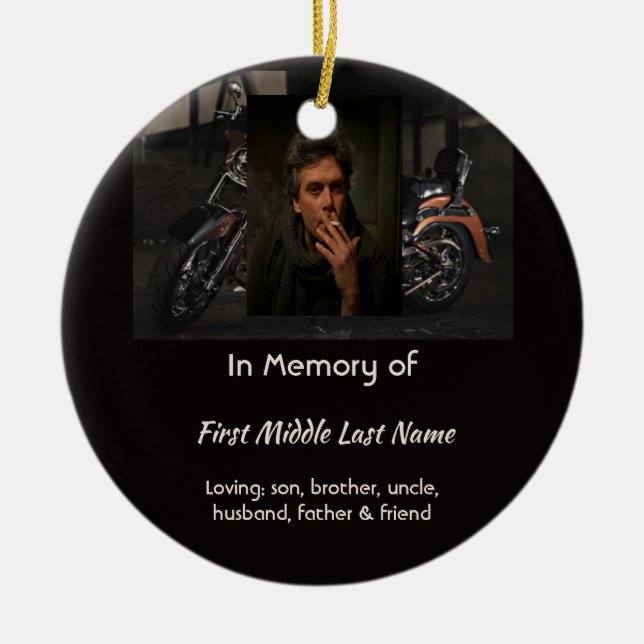 Christian Memorial Keepsake Motorcycle Biker Ceramic Ornament (Front)