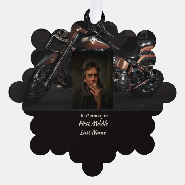 Christian Memorial Keepsake Motorcycle Biker Ornament Card (Front)