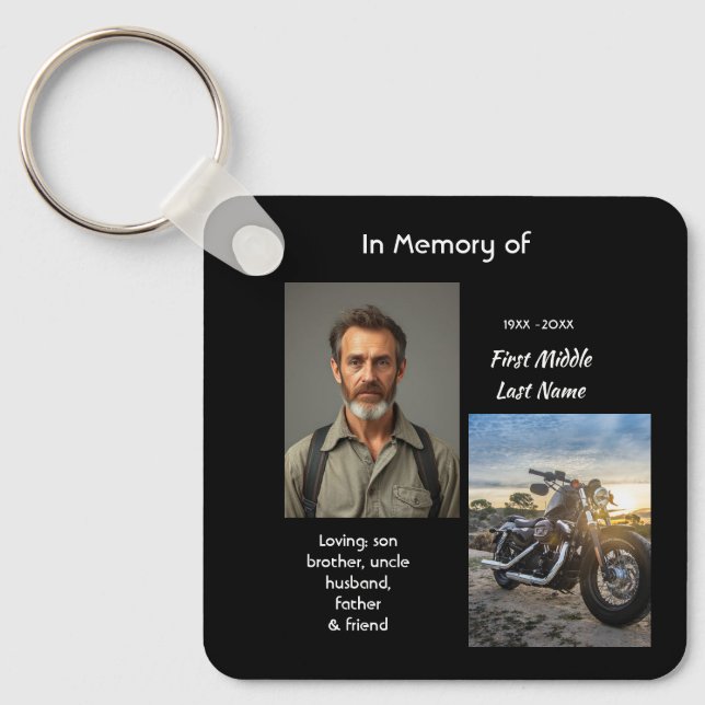 Christian Memorial Keepsake Motorcycle Chopper Keychain (Front)
