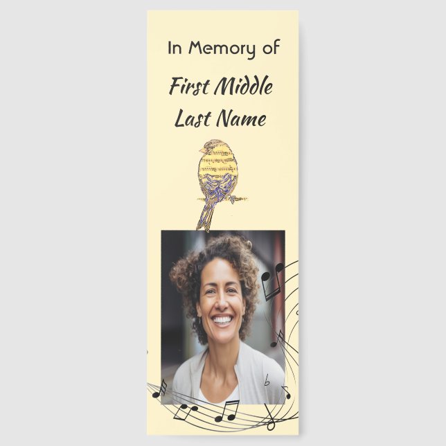 Christian Memorial Keepsake Music Bird Bookmarks (Front)