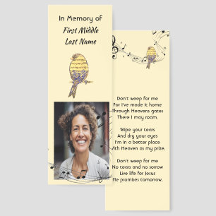 Christian Memorial Keepsake Music Bird  Bookmarks